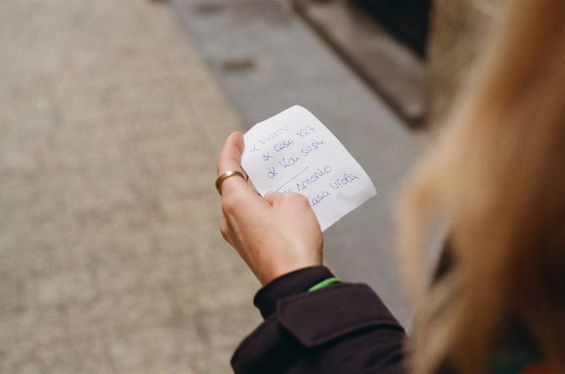 handwritten list